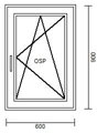 Plastové okno 600x900 OS - pravé - trojsklo