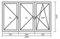 Plastové okno 2365x1435 O+O+OS ALUPLAST