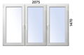 Plastové okno 2075x1470 OSL+OP (bez stlpíka)+OSP ALUPLAST 7000 -Trojsklo - Biela/Zlatý dub