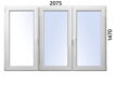 Plastové okno 2075x1470 OSL+OL (bez stlpíka)+OSP ALUPLAST 7000 -Trojsklo - Biela/Zlatý dub