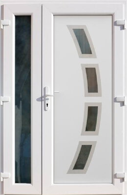 Plastové vchodové dvere dvojkrídlové INOX1