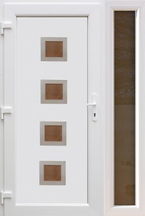 Plastové vchodové dvere jednokrídlové INOX2 s bočným svetlíkom FIX