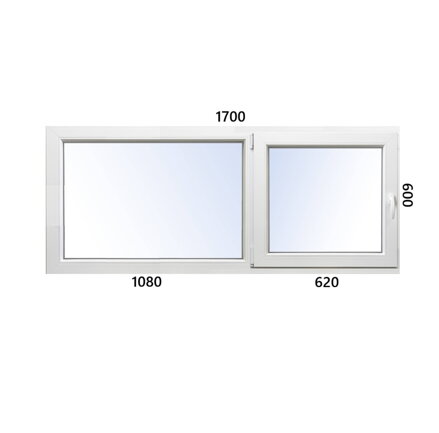 Plastové okno 1700x600 FIX+OS ľavé ALUPLAST
