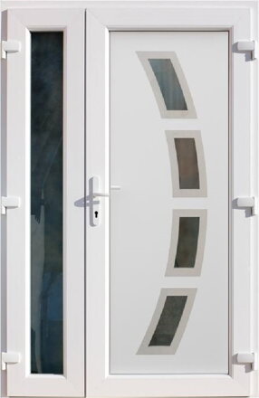 Plastové vchodové dvere dvojkrídlové INOX1