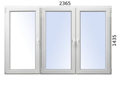Plastové okno 2365x1435 O+O+OS ALUPLAST