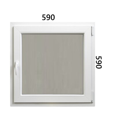 Plastové okno 590x590 OS pravé ALUPLAST 7000 -Trojsklo mliečne - Biela/Zlatý dub
