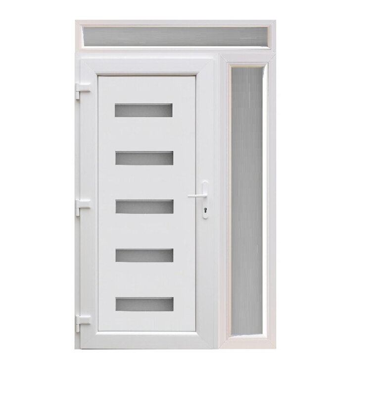 Plastové vchodové dvere jednokrídlové Modern1 s bočným a horným svetlíkom FIX