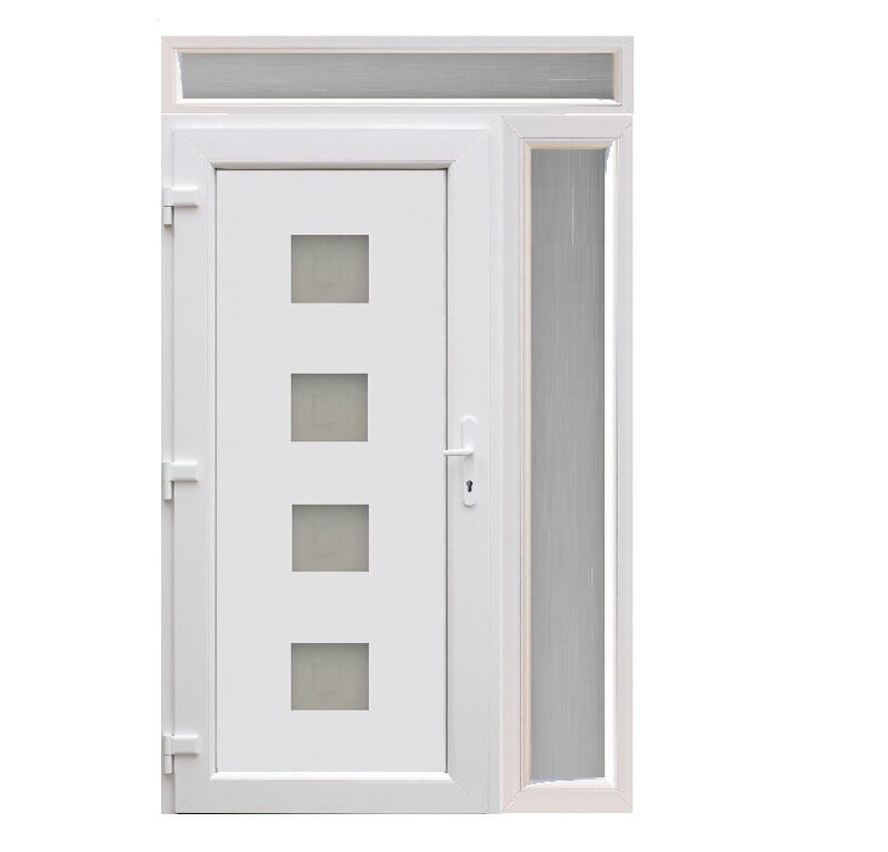 Plastové vchodové dvere jednokrídlové Modern3 s bočným a horným svetlíkom FIX