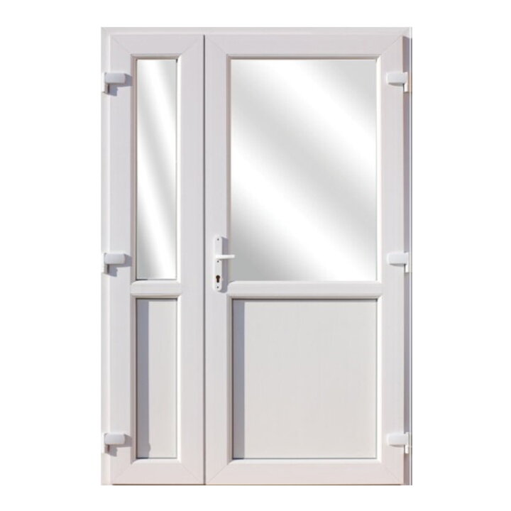 Plastové vchodové dveře dvoukřídlé Polosklené 