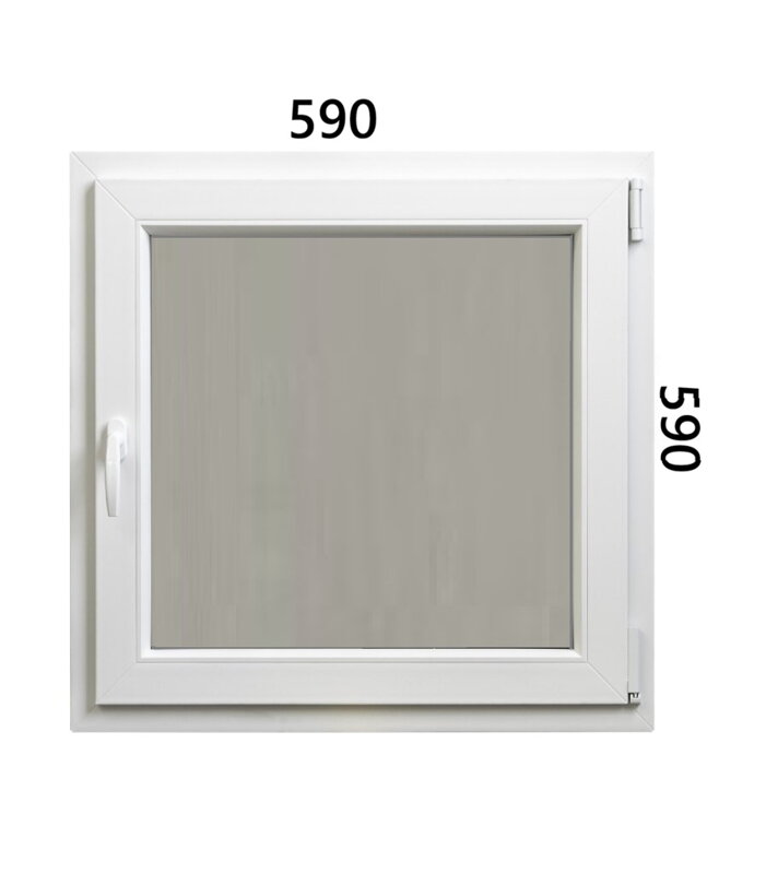 Plastové okno 590x590 OS pravé ALUPLAST 7000 -Trojsklo mliečne - Biela/Zlatý dub