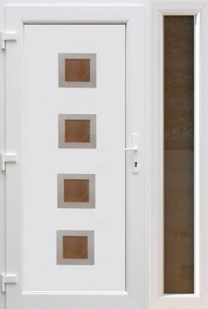 Plastové vchodové dvere jednokrídlové INOX2 s bočným svetlíkom FIX