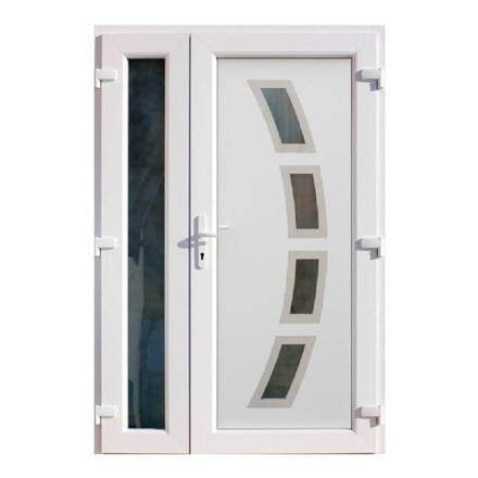 Plastové vchodové dvere dvojkrídlové INOX1