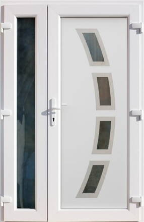 Plastové vchodové dvere dvojkrídlové INOX1